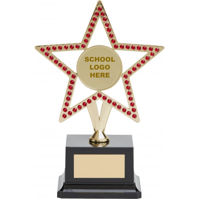  10'' GOLD METAL STAR WITH RED GEMSTONES - CHOICE OF SPORTS CENTRE 